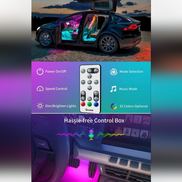 RGB Car LED Lights with 32 Colors, 10 Scene Modes, Music Sync LED Lights for Car - Picture 3 of 8